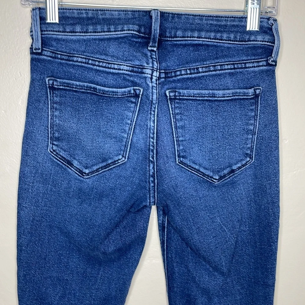OLD NAVY Jeans ROCKSTAR Super Skinny Ankle Mid Rise Button Fly Raw Hem Size 0